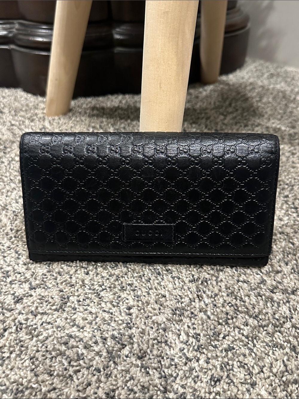 Gucci Black Embossed GG Continental Wallet